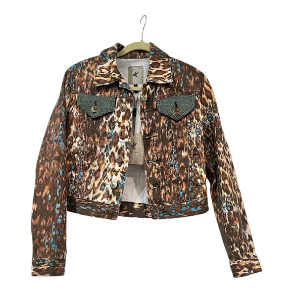 One Teaspoon Voodoo Johnny leopard print Jean Jacket Casual Style Size 8 AU/4 US - Picture 1 of 9
